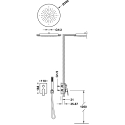 Zestaw baterii jednouchwytowej podtynkowej 2-drożnej Rapid-box prysznicowej PROJECT-TRES biel matowa TRES 21128006BM