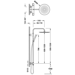 Zestaw baterii termostatycznej naściennej 2-drożnej prysznicowej OVER-WALL biel matowa TRES 19039302BM