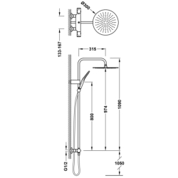 Zestaw baterii termostatycznej naściennej 2-drożnej prysznicowej OVER-WALL biel matowa TRES 19039314BM