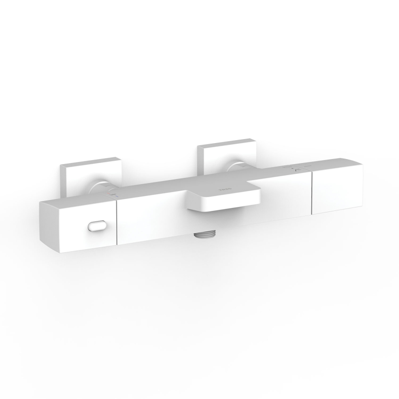 Bateria termostatyczna naścienna wannowa i prysznicowa OVER-WALL biel matowa TRES 19017406BM