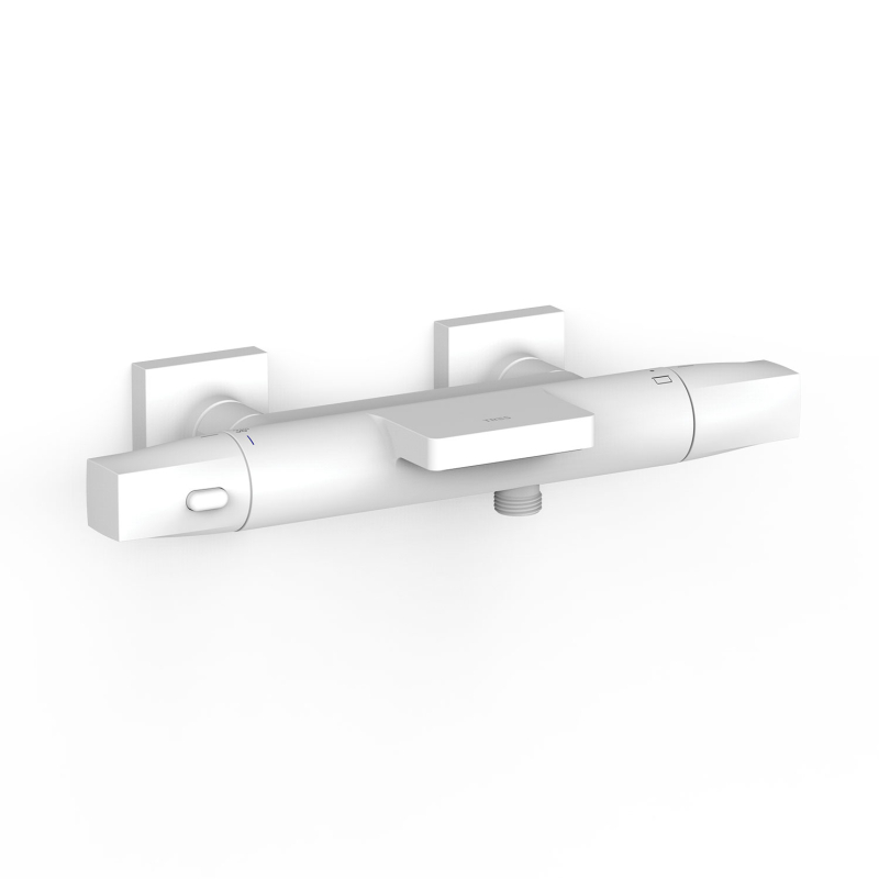 Bateria termostatyczna naścienna wannowa i prysznicowa OVER-WALL biel matowa TRES 19017415BM