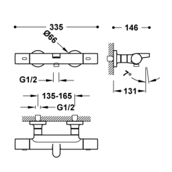 Bateria termostatyczna naścienna wannowa i prysznicowa OVER-WALL biel matowa TRES 19017402BM