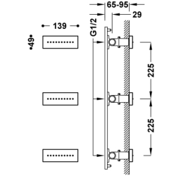 3 podtynkowe dysze z hydromasażem biel matowa TRES 29951505BM