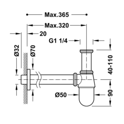 Syfon teleskopowy typu butelka do umywalki z możliwością rewizji biel matowa TRES 03463430BM
