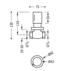 Zawór odcinający podtynkowy LOFT biel matowa TRES 06151101BM