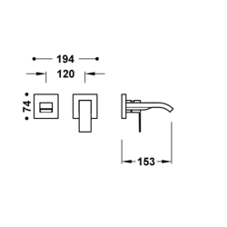 Elementy zewnętrzne do podtynkowego korpusu baterii umywalkowej CUADRO 24-k złoto TRES 00630023OR