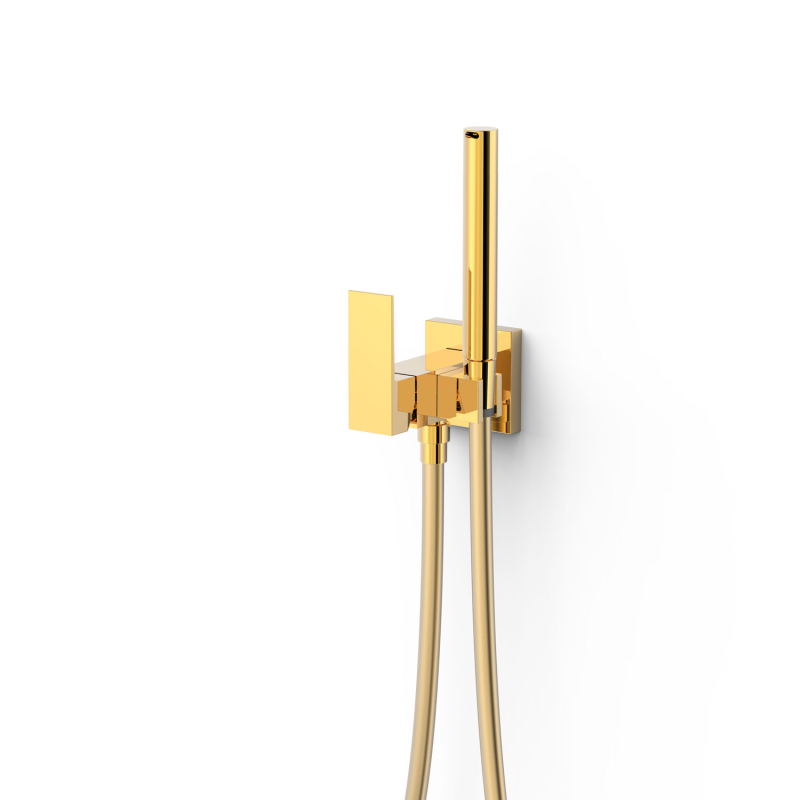Bateria jednouchwytowa podtynkowa z natryskiem do toalety CUADRO 24-k złoto TRES 00612301OR