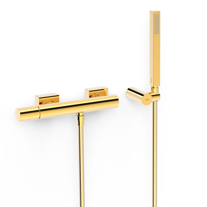 Bateria jednouchwytowa ścienna prysznicowa PROJECT-TRES 24-k złoto TRES 21116701OR