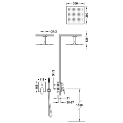 Zestaw baterii jednouchwytowej podtynkowej 2-drożnej Rapid-box prysznicowej PROJECT-TRES 24-k złoto TRES 21128003OR