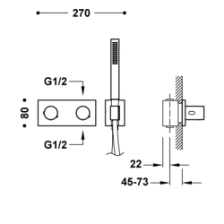 Bateria termostatyczna podtynkowa 2-drożna B-SYSTEM 24-k złoto TRES 30735201OR