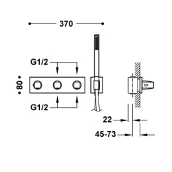 Bateria termostatyczna podtynkowa 4-drożna B-SYSTEM 24-k złoto TRES 30725401OR
