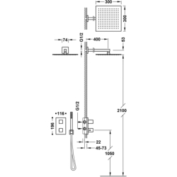 Zestaw baterii termostatycznej podtynkowej 2-drożnej prysznicowej THERM-BOX 24-k złoto TRES 00625004OR