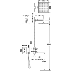 Zestaw baterii termostatycznej podtynkowej 2-drożnej prysznicowej THERM-BOX 24-k złoto TRES 21125004OR