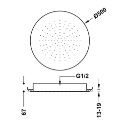 Deszczownica podtynkowa sufitowa 24-k złoto TRES 134950OR
