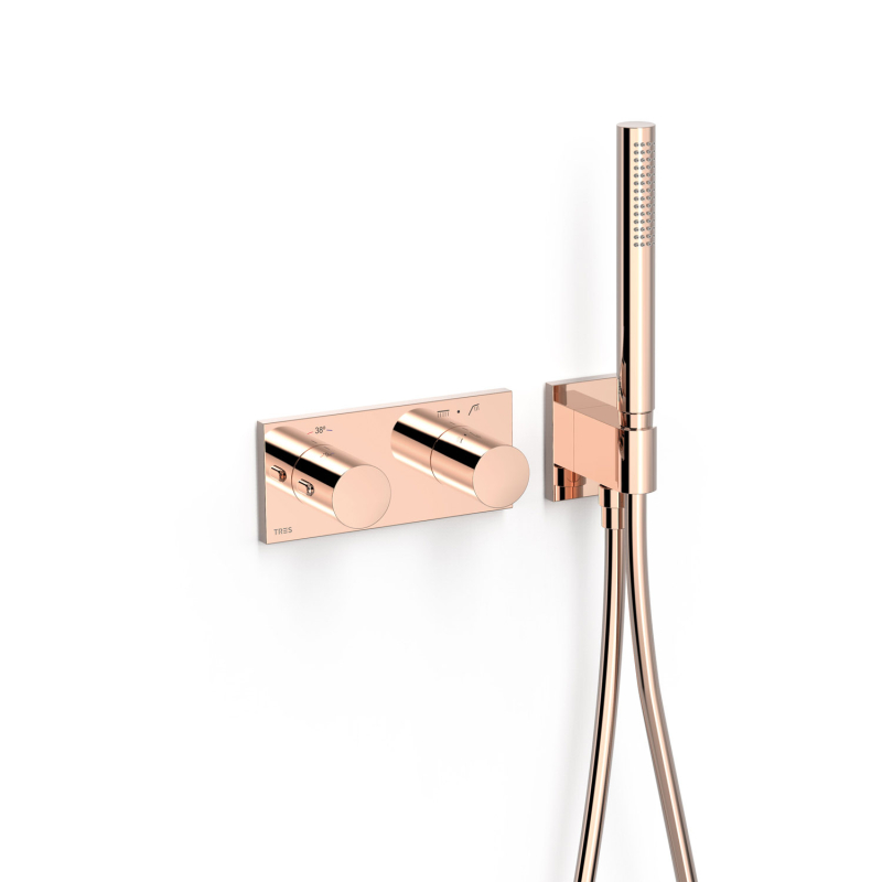 Bateria termostatyczna podtynkowa 2-drożna B-SYSTEM 24-k różowe złoto TRES 30735201OP