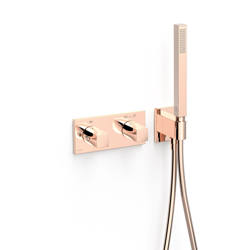 Bateria termostatyczna podtynkowa 2-drożna B-SYSTEM 24-k różowe złoto TRES 30725201OP