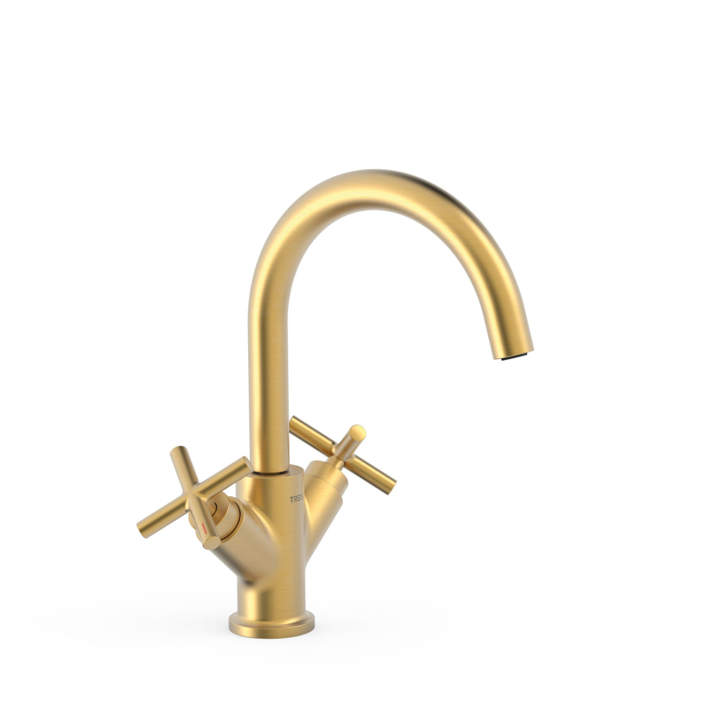 Bateria dwuuchwytowa wysoka umywalkowa MONTBLANC 24-k matowe złoto TRES 28320301OM