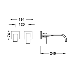 Elementy zewnętrzne do podtynkowego korpusu baterii umywalkowej CUADRO 24-k matowe złoto TRES 00630022OM