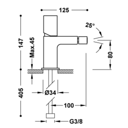Bateria jednouchwytowa do bidetu LOFT 24-k matowe złoto TRES 20012002OM