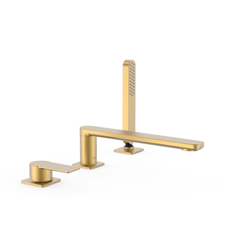 Bateria jednouchwytowa z montażem na krawędzi wanny LOFT 24-k matowe złoto TRES 20016201OM