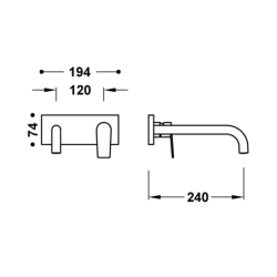 Elementy zewnętrzne do podtynkowego korpusu baterii umywalkowej PROJECT-TRES 24-k matowe złoto TRES 21130032OM