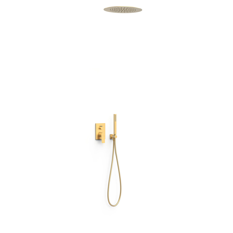 Zestaw baterii jednouchwytowej podtynkowej 2-drożnej Rapid-box prysznicowej PROJECT-TRES 24-k matowe złoto TRES 21128006OM