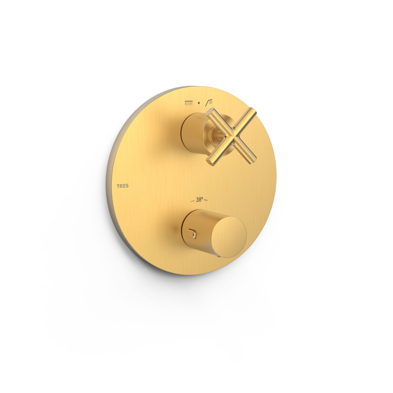Elementy zewnętrzne do podtynkowego korpusu 2-drożnego THERM-BOX 24-k matowe złoto TRES 28325001OM