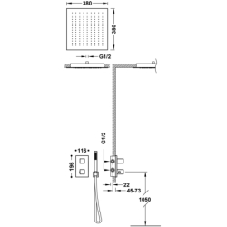 Zestaw baterii termostatycznej podtynkowej 2-drożnej prysznicowej THERM-BOX 24-k matowe złoto TRES 00625005OM