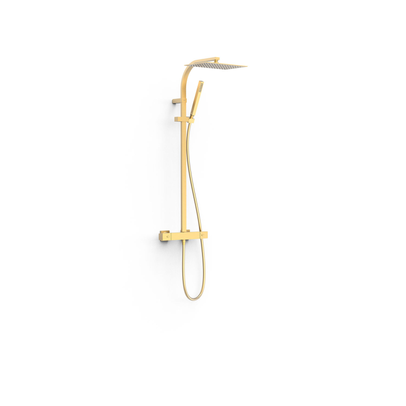 Zestaw baterii termostatycznej naściennej 2-drożnej prysznicowej OVER-WALL 24-k matowe złoto TRES 19039306OM