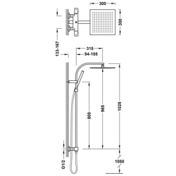 Zestaw baterii termostatycznej naściennej 2-drożnej prysznicowej OVER-WALL 24-k matowe złoto TRES 19039308OM