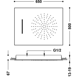 Deszczownica podtynkowa sufitowa 24-k matowe złoto TRES 29997001OM