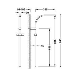 Drążek natrysk. do baterii termostat. ściennej z kompatybilnym przyłączem OVER-WALL 24-k matowe złoto TRES 03463506OM