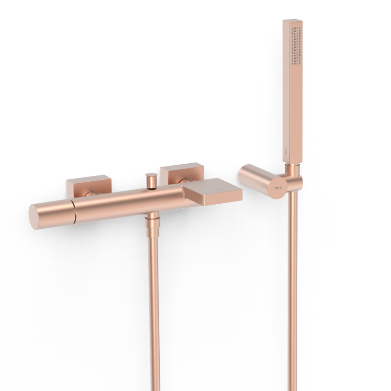 Bateria jednouchwytowa ścienna wannowa i prysznicowa PROJECT-TRES 24-k matowe różowe złoto TRES 21117001OPM