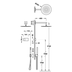 Zestaw elek. baterii termostat. podtynkowej 2-drożnej prysznic. SHOWER TECHNOLOGY 24-k matowe różowe złoto TRES 09286558OPM