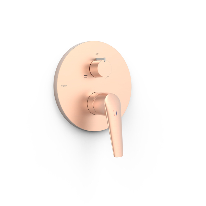 Elementy zewnętrzne do podtynkowego korpusu 3-drożnego RAPID-BOX 24-k matowe różowe złoto TRES 28127310OPM