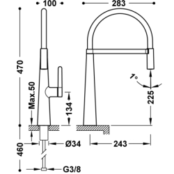 Bateria jednouchwytowa z elastyczną wylewką kuchenna 24-k matowe różowe złoto TRES 23048702OPM
