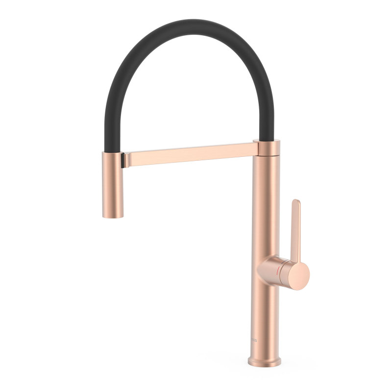 Bateria jednouchwytowa z elastyczną wylewką kuchenna 24-k matowe różowe złoto TRES 23048701OPM