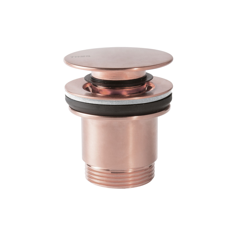 Click-clack Simple-rapid do umywalki 24-k matowe różowe złoto TRES 24284001OPM