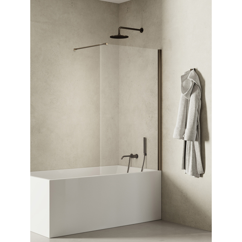 NZ4 PARAWAN NAWANNOWY NEW SOLEO GUNMETAL BRUSHED U 70x140 CZYSTE 6mm POWŁOKA GUNMETAL SZCZOTKOWANY NEW TRENDY P-0160-WP