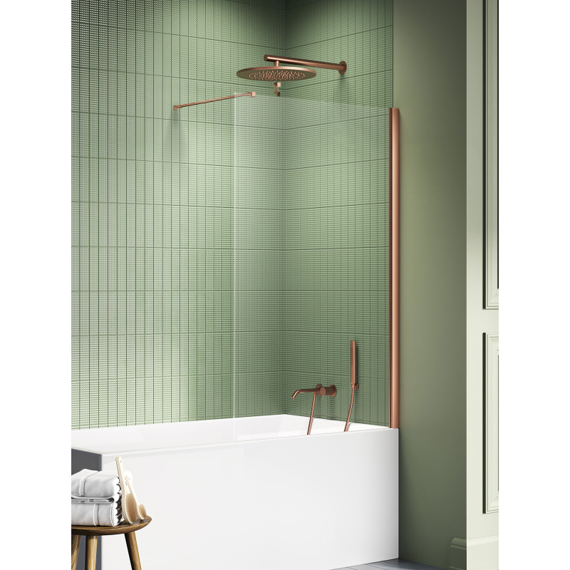 PARAWAN NAWANNOWY NEW SOLEO COPPER BRUSHED U 90x140 CZYSTE 6mm POWŁOKA COPPER SZCZOTKOWANY NEW TRENDY P-0127-WP