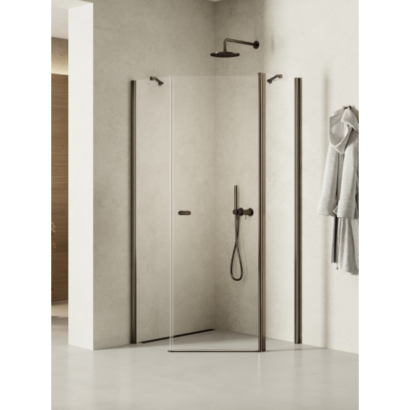 KABINA NEW SOLEO GUNMETAL BRUSHED 1D PIĘCIOKĄTNA U 90x90x195 CZYSTE 6mm POWŁOKA GUNMETAL SZCZOTKOWANY NEW TRENDY K-1708