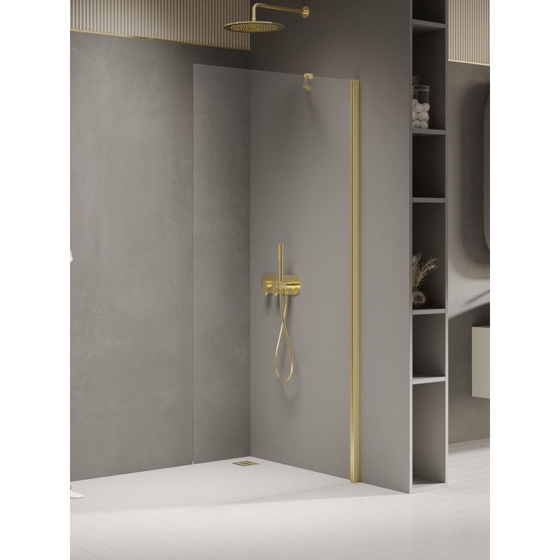 NZ4 KABINA NEW SOLEO LIGHT GOLD WALK-IN U 120x195 CZYSTE 6mm POWŁOKA LIGHT GOLD POŁYSK NEW TRENDY K-2098