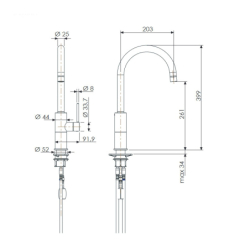 Bateria zlewozmywakowa stojąca Baterie Kuchenne inox DANIEL RUBINETTERIE SSTX618