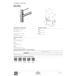 Bateria umywalkowa stojąca (bez korka) Birillo chrom PAFFONI RUBINETTERIE BI071CR
