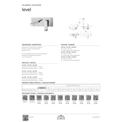 Bateria umywalkowa podtynkowa 250mm Level chrom PAFFONI RUBINETTERIE LES106CR
