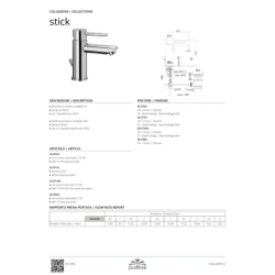 Bateria umywalkowa stojąca Stick chrom PAFFONI RUBINETTERIE SK075CR