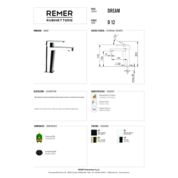 Bateria umywalkowa stojąca (bez korka) Dream chrom DANIEL RUBINETTERIE DR606CR