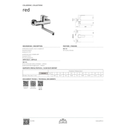 Bateria zlewozmywakowa ścienna Red chrom PAFFONI RUBINETTERIE RED161CR