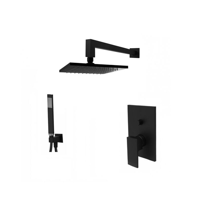 Zestaw natryskowy podtynkowy l-400mm 30x30cm Elle czarny mat PAFFONI RUBINETTERIE EL015ZSC3ENO