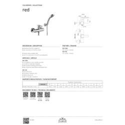 Bateria natryskowa ścienna Red chrom PAFFONI RUBINETTERIE RED168DCR